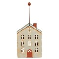 Ib Laursen - Domek ceramiczny na tealight Nyhavn z drewnianym uchwytem brązowe drzwi - Ulica Ceramiczna&Home Design