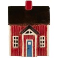 Ib Laursen - Domek ceramiczny Visby na tealight niebieskie drzwi - Ulica Ceramiczna&Home Design