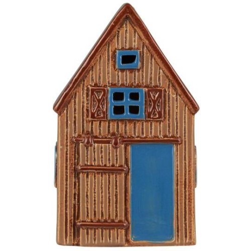 Ib Laursen - Domek ceramiczny - stodoła Visby na tealight niebieskie drzwi - Ulica Ceramiczna&Home Design