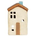 Ib Laursen - Domek ceramiczny na tealight Brighton kremowy brązowe drzwi - Ulica Ceramiczna&Home Design