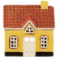 Ib Laursen - Domek ceramiczny na tealight My Home Town żółty z białymi drzwiami - Ulica Ceramiczna&Home Design