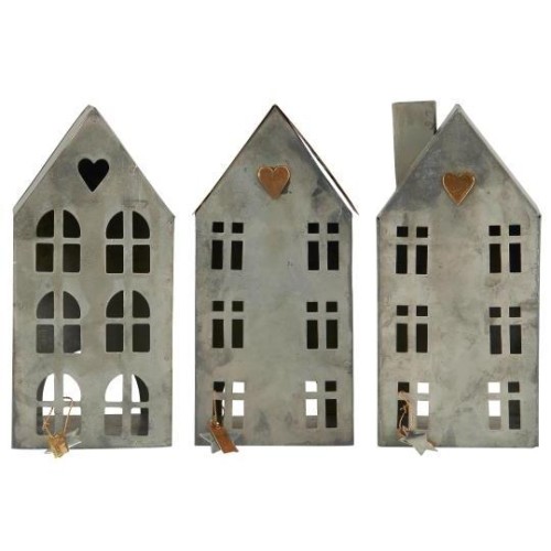 Ib Laursen - Domek metalowy na tealight metalowy - zestaw 3 domków - Ulica Ceramiczna&Home Design
