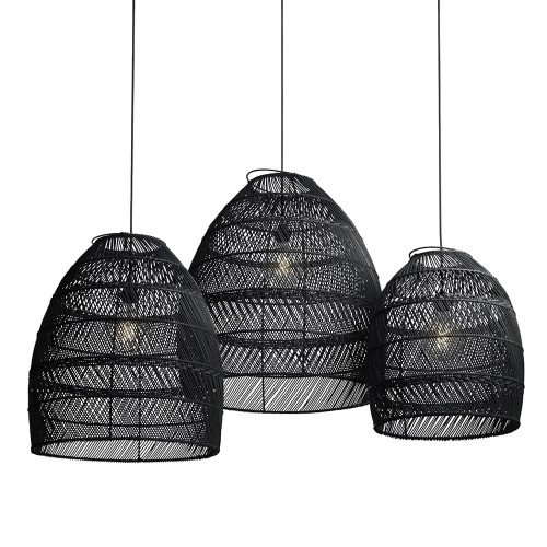 Ulica Ceramiczna&Home Design-Originalhome - Lampa rattanowa - zestaw 3 kloszy Moon czarny