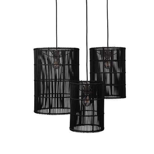 Ulica Ceramiczna&Home Design- Originalhome - Lampa rattanowa - zestaw 3 kloszy Tube wysoki czarny