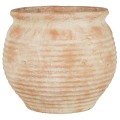 Wazon Margot Ib Laursen w kolorze terakoty z otworem Ø 20 cm – ręcznie wykonany, z organicznymi rowkami, skandynawski wazon ceramiczny | Ulica Ceramiczna&Home Design