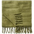 Miękki koc Ib Laursen w kolorze oliwkowo-zielonym 130x170 cm z frędzlami – przytulny, rustykalny styl | Ulica Ceramiczna&Home Design