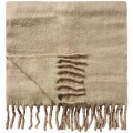 Miękki koc Ib Laursen w kolorze lnu 130x170 cm z frędzlami – przytulny, rustykalny styl | Ulica Ceramiczna&Home Design