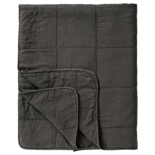 Podwójna narzuta Ciemnoszara Ib Laursen 240x240 cm – miękka, bawełniana kołdra z efektem stone washed, vintage’owy styl | Ulica Ceramiczna&Home Design