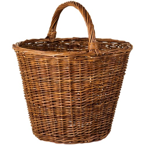 Ręcznie pleciony kosz z naturalnej wikliny z niskim uchwytem. Pojemny i trwały, idealny do przechowywania oraz na zakupy. Produkt dostępny w Ulica Ceramiczna & Home Design.