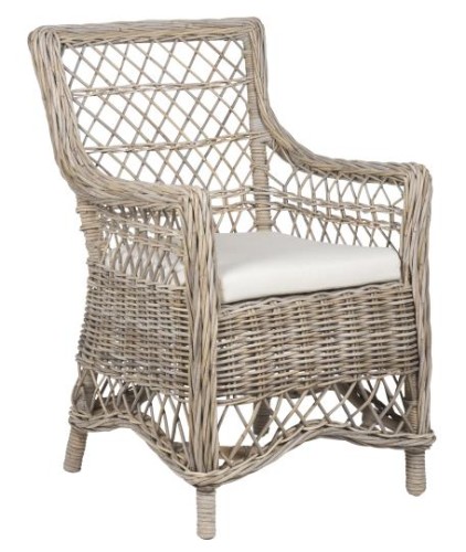 Szary fotel rattanowy Ib Laursen z poduszką – ręcznie wykonany, skandynawski mebel idealny na taras, balkon i do ogrodu zimowego | Ulica Ceramiczna&Home Design