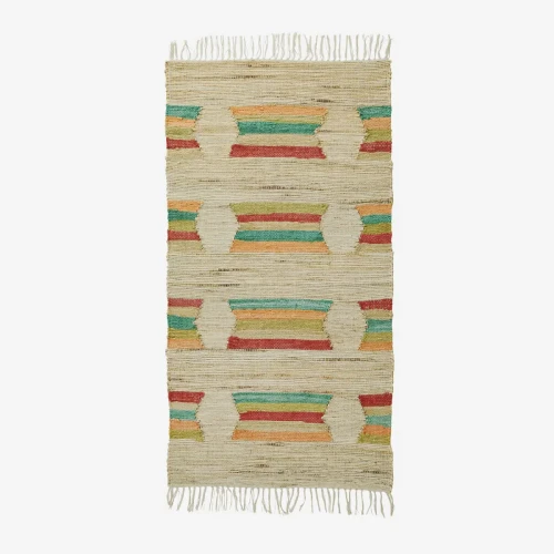 Ręcznie tkany chodnik jutowy Madam Stoltz 70×140 cm z kilimowym wzorem boho. Idealny na podłogę lub jako dekoracja ścienna – Ulica Ceramiczna & Home Design.