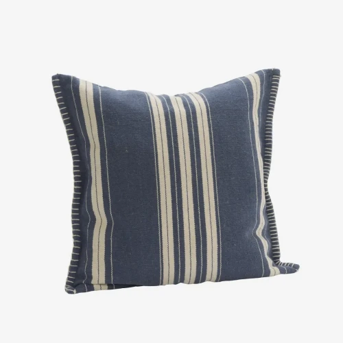 Poszewka na poduszkę w paski, nordycki styl, navy i ecru | Ulica Ceramiczna & Home Design