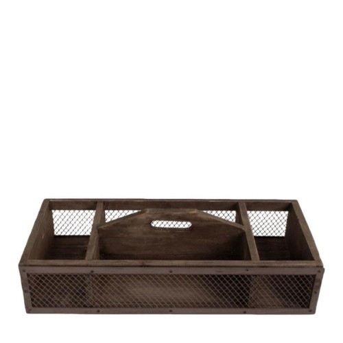 Drewniana skrzynka Netty Miljögården z metalową siatką i uchwytem to funkcjonalny kosz do przechowywania w stylu skandynawskim. Dostępna w Ulica Ceramiczna&Home Design.