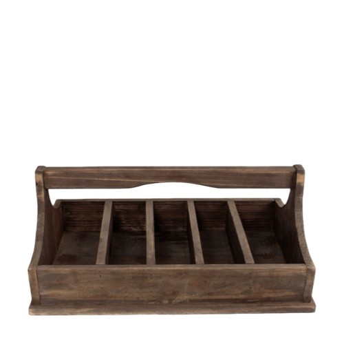 Drewniana skrzynka Wald Miljögården z 5 przegródkami i uchwytem, wykonana z drewna z recyklingu. Skandynawski organizer do domu dostępny w Ulica Ceramiczna&Home Design.