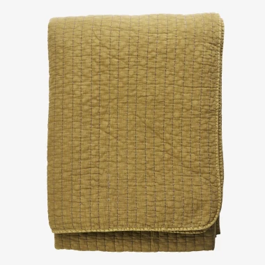 Madam Stoltz – Narzuta bawełniana na łóżko w kolorze złotej musztardy, pikowana