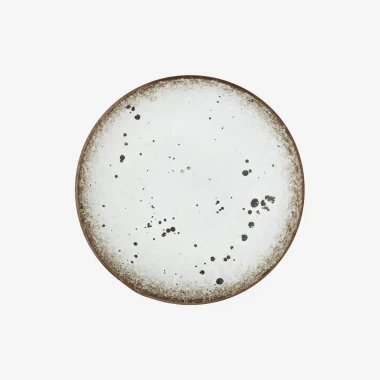 Madam Stoltz - Talerz kamionkowy na ciastow kolorze złamanej bieli i brązu 