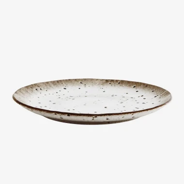 Madam Stoltz - Talerz obiadowy kamionkowy kolorze złamanej bieli i brązu