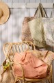 Ib Laursen - Torba duża, bardzo solidna kolorze granatowym z jasnoróżowym i naturalnym wzorem dostępna w sklepie Ulica Ceramiczna & Home Design