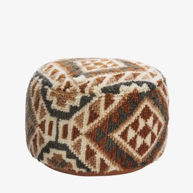 Madam Stoltz – Ręcznie tkana pufa wełniana z wzorem kilim 55x30 cm