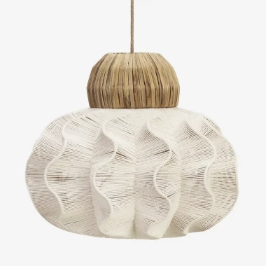 Madam Stoltz – Lampa wisząca pleciona ze sznurka bawełnianego i trawy morskiej 50 × 43 cm
