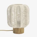 Pleciona lampa stołowa Madam Stoltz 20 × 30 cm z bawełnianego sznurka i naturalnej trawy morskiej.