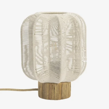 Madam Stoltz – Lampa stołowa ze sznurka bawełnianego i trawy morskiej 20 × 30 cm
