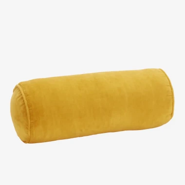 Madam Stoltz – Poduszka aksamitna – wałek w kolorze żółtym 20 × 50 cm