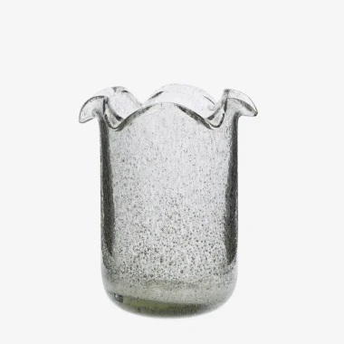 Madam Stoltz – Wazon szklany Frosted Clear z bąbelkami 13 × 15 cm