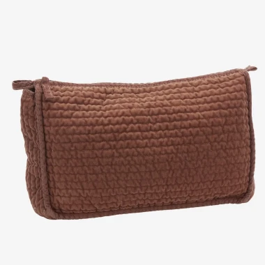 Madam Stoltz – Pikowana kosmetyczka aksamitna ceglana 30 × 10 × 20 cm