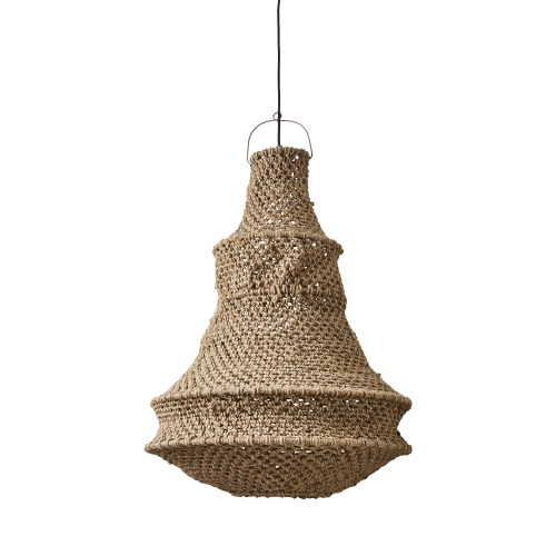 Lampa wisząca Nest Affari of Sweden z naturalnej juty – ręcznie wykonana dekoracyjna lampa o wyjątkowej, rzeźbiarskiej formie.