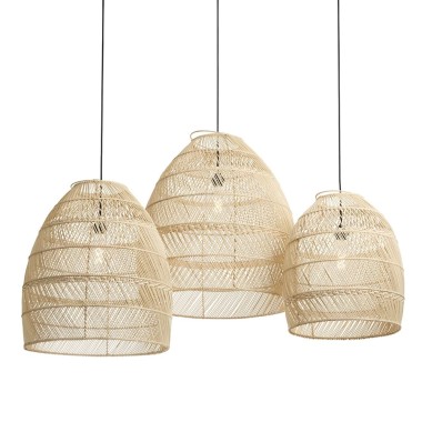 Originalhome - Zestaw 3 lamp rattanowych Moon