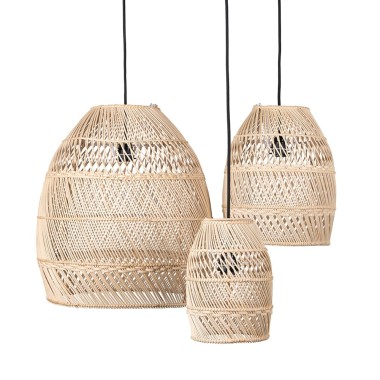 Originalhome - Zestaw 3 lamp rattanowych Moon Small