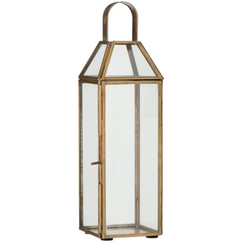 Smukła latarnia ze szkła i metalu o wysokości 30 cm – dekoracja na świecę lub lampki LED.