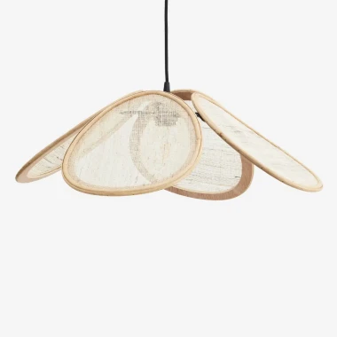 Madam Stoltz - Lampa sufitowa rattanowa z lnem OUTLET - 1 SZTUKA