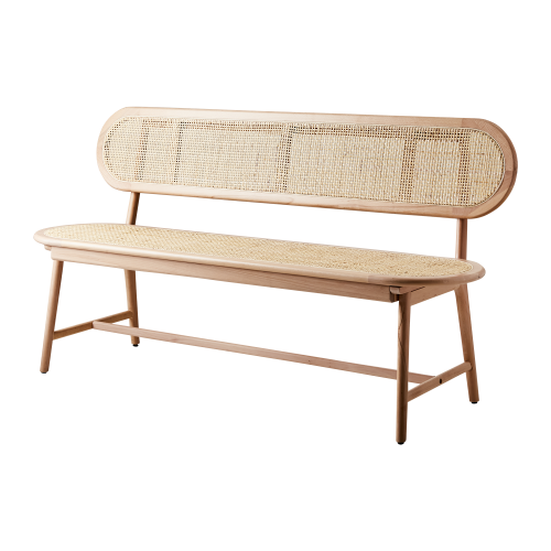Affari of Sweden – drewniano-rattanowa ławka z buku w naturalnym kolorze 160 cm