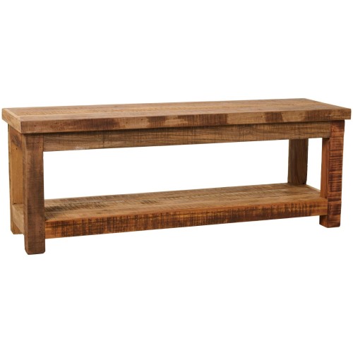 Ib Laursen UNIQUE – ławka z drewna z recyklingu z półką 120 cm